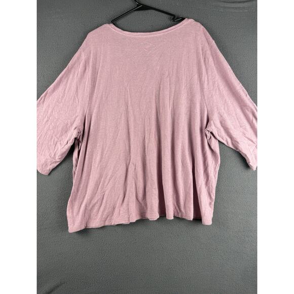 J.JILL Pure Jill Plus Mauve Hemp & Cotton Henley Blouse Top Tunic 4X - Picture 6 of 7